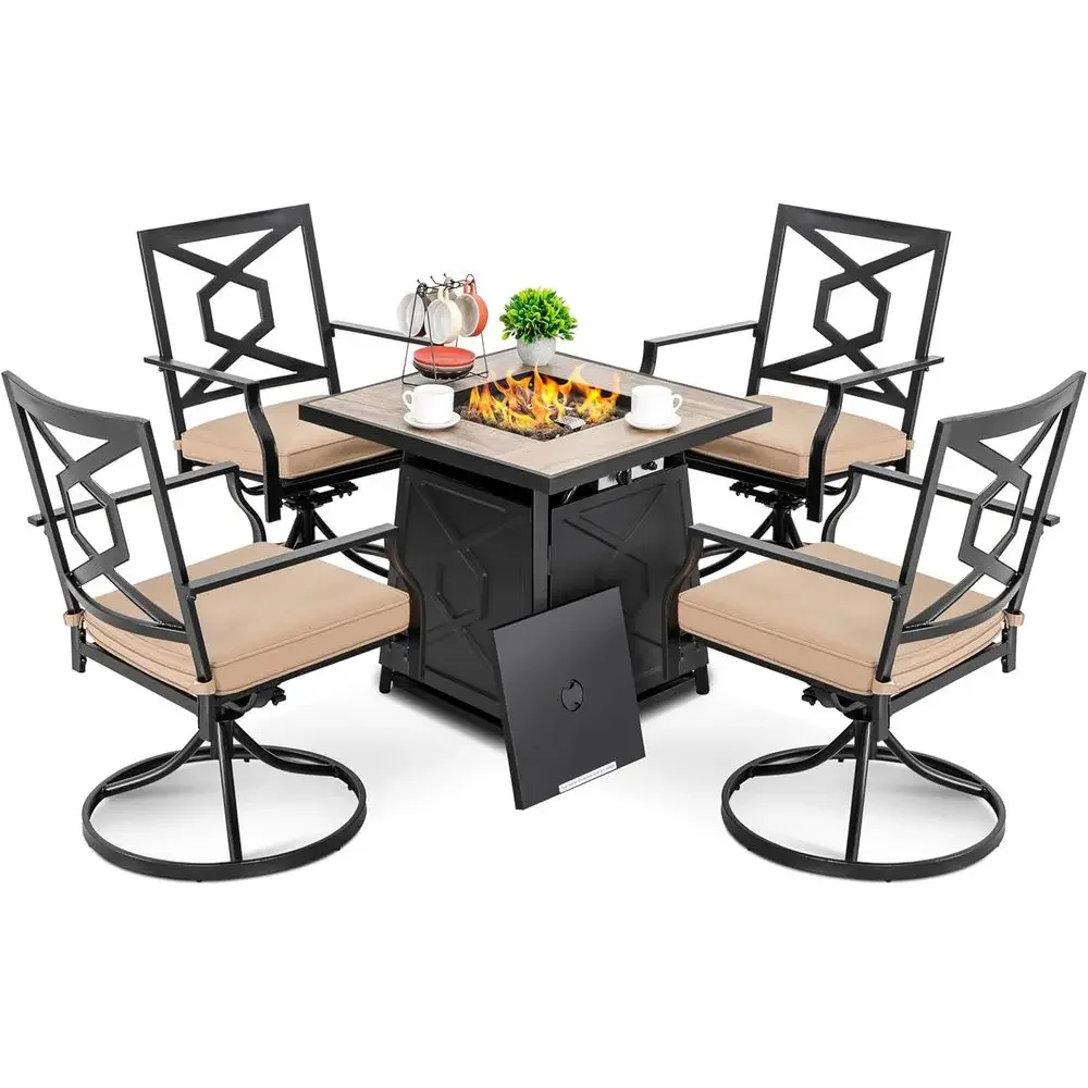 Outdoor Furniture Fire Table - 5-Piece Outdoor Patio Furniture Set with