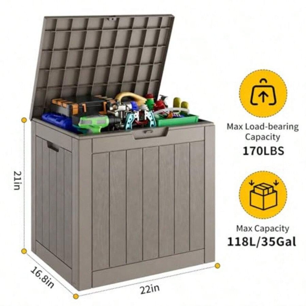 35 Gallon Outdoor Storage Box, - Outdoor Furniture Cushion review and price