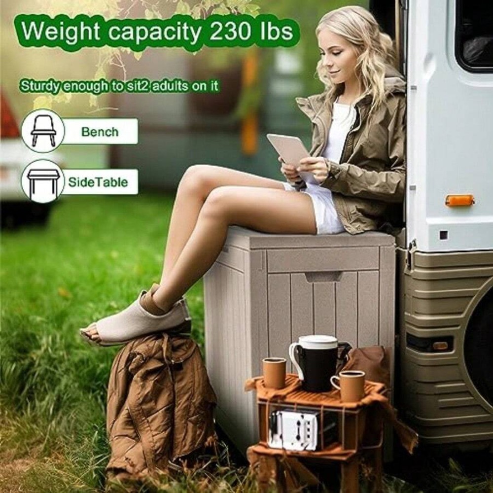Lockable Resin Deck Box Outdoo - Outdoor Furniture Cushion review and price
