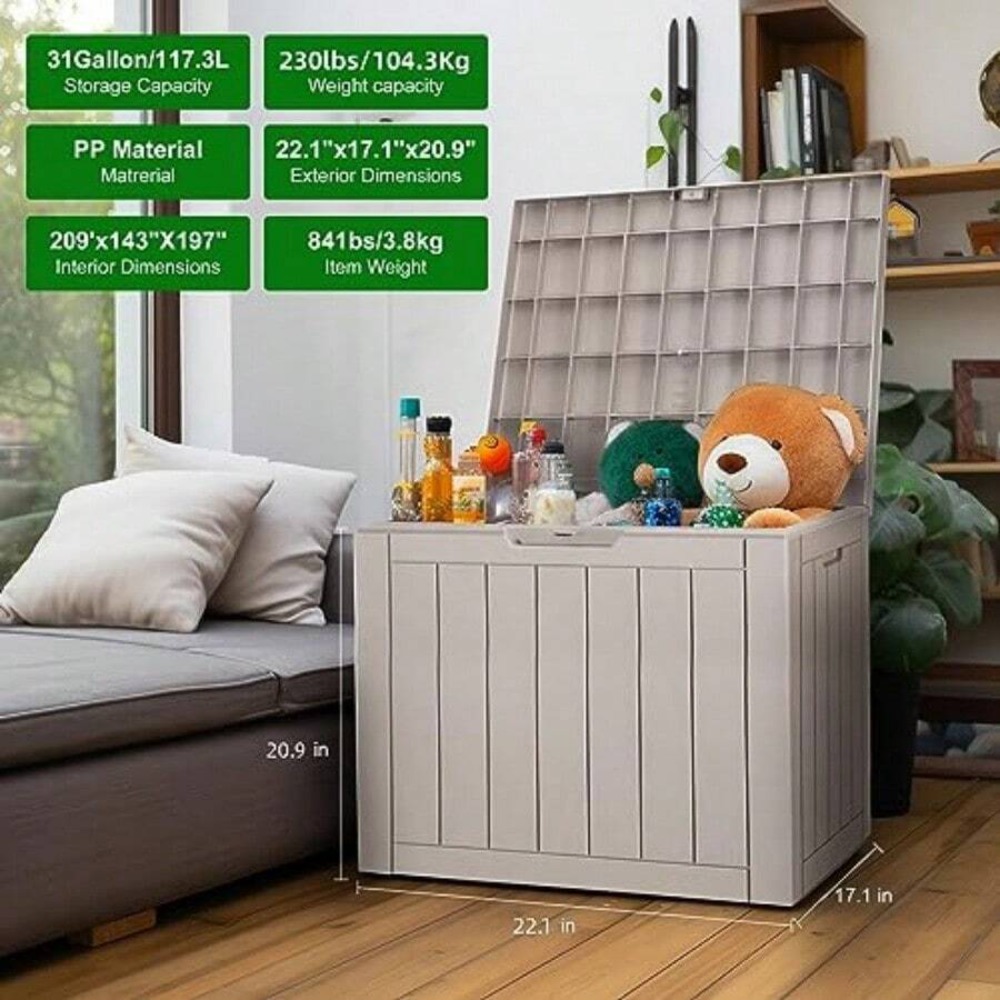 Lockable Resin Deck Box Outdoo - Outdoor Furniture Cushion review and price