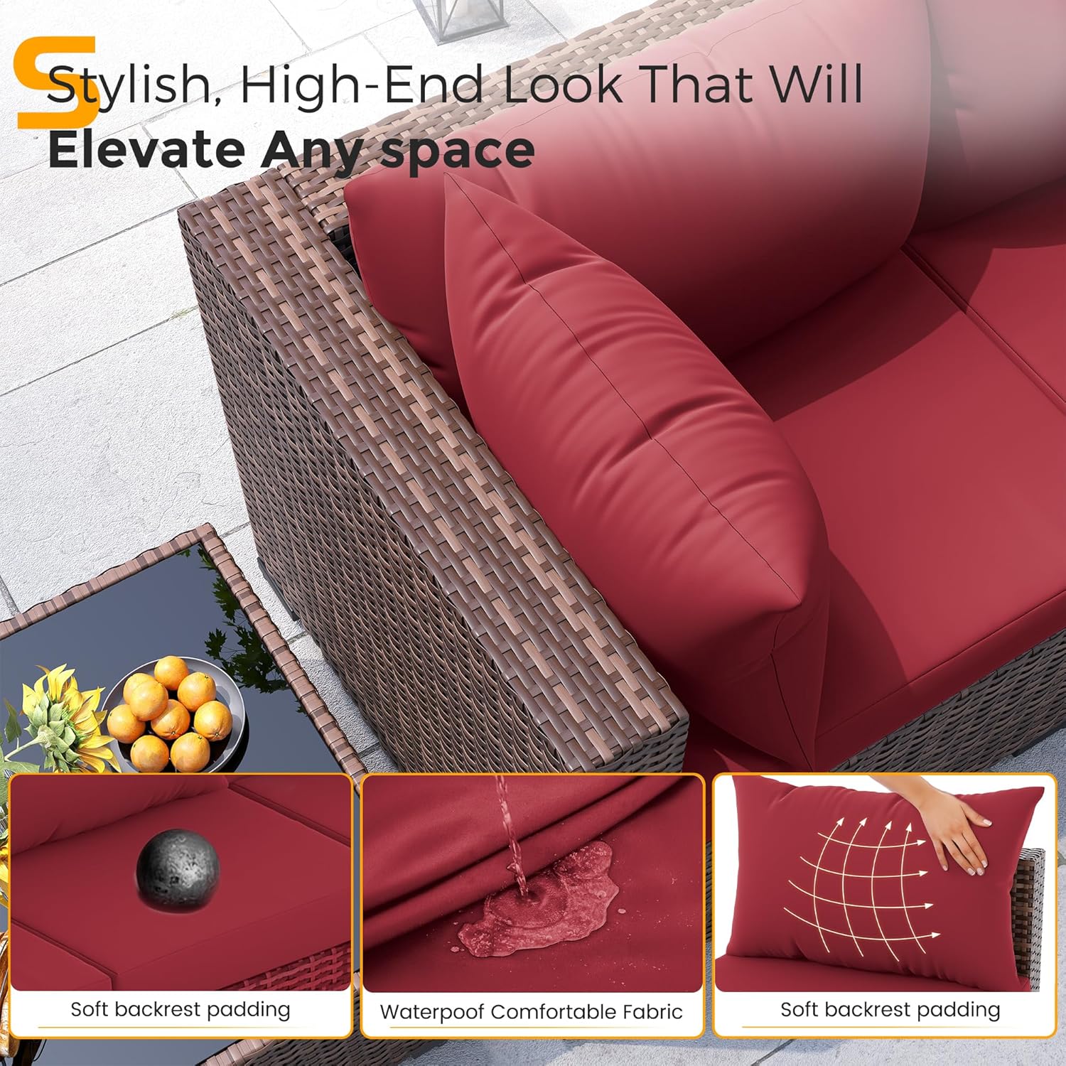 8pc All-Weather Wicker Section - Outdoor Furniture Fire Table review and price