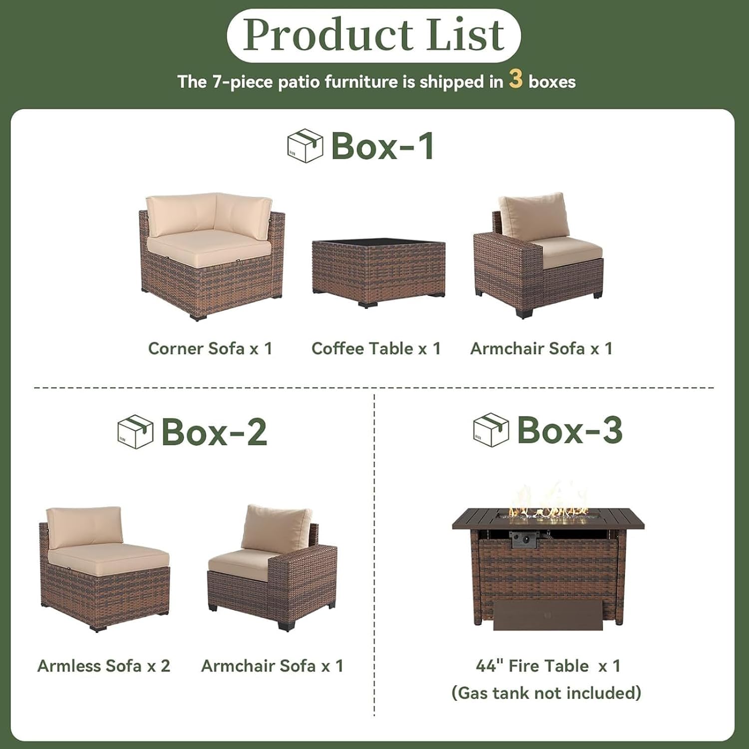 7 Piece Patio Furniture Set wi - Outdoor Furniture Fire Table review and price