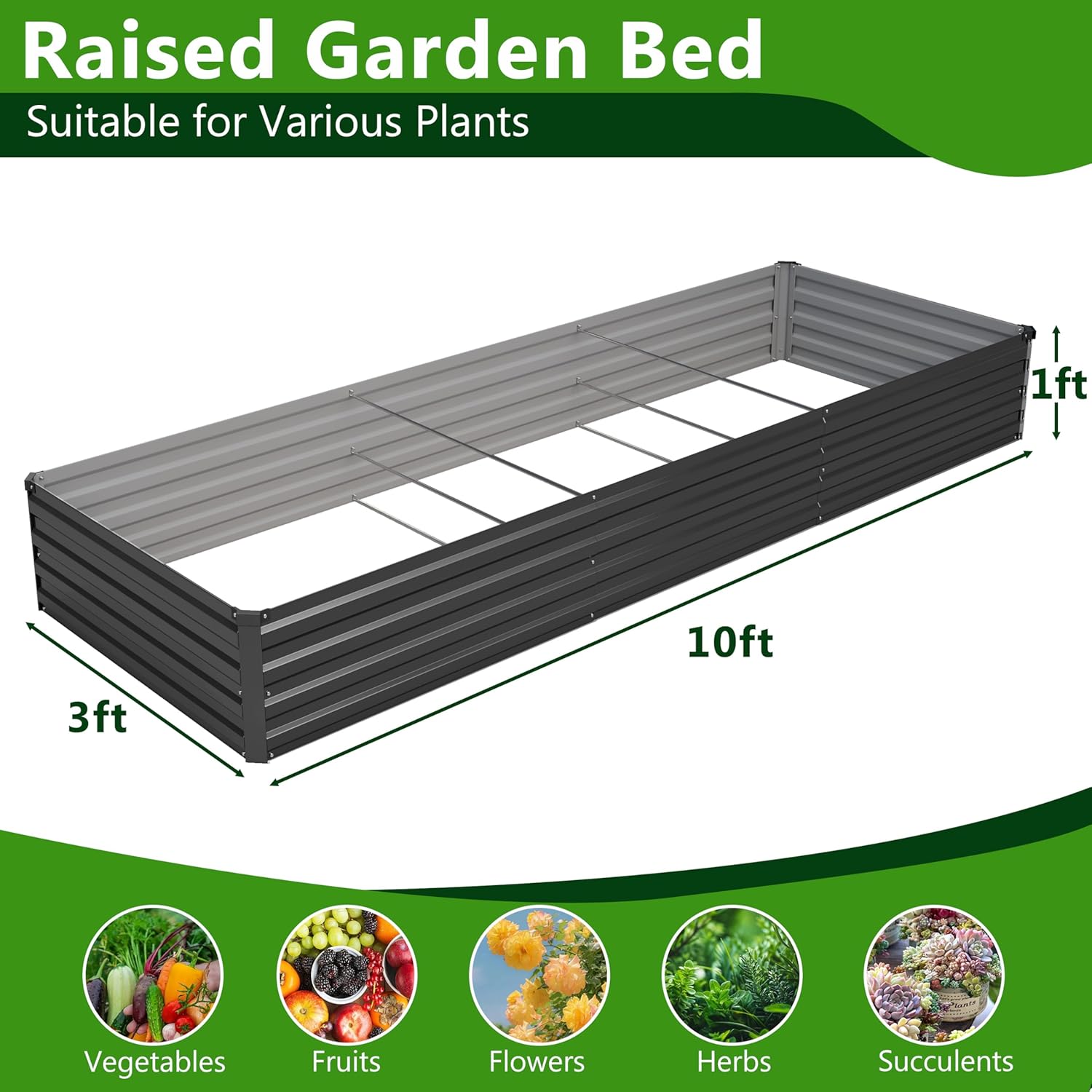 2PCS 10x3x1ft Galvanized Raise - Planter Raised Metal review and price