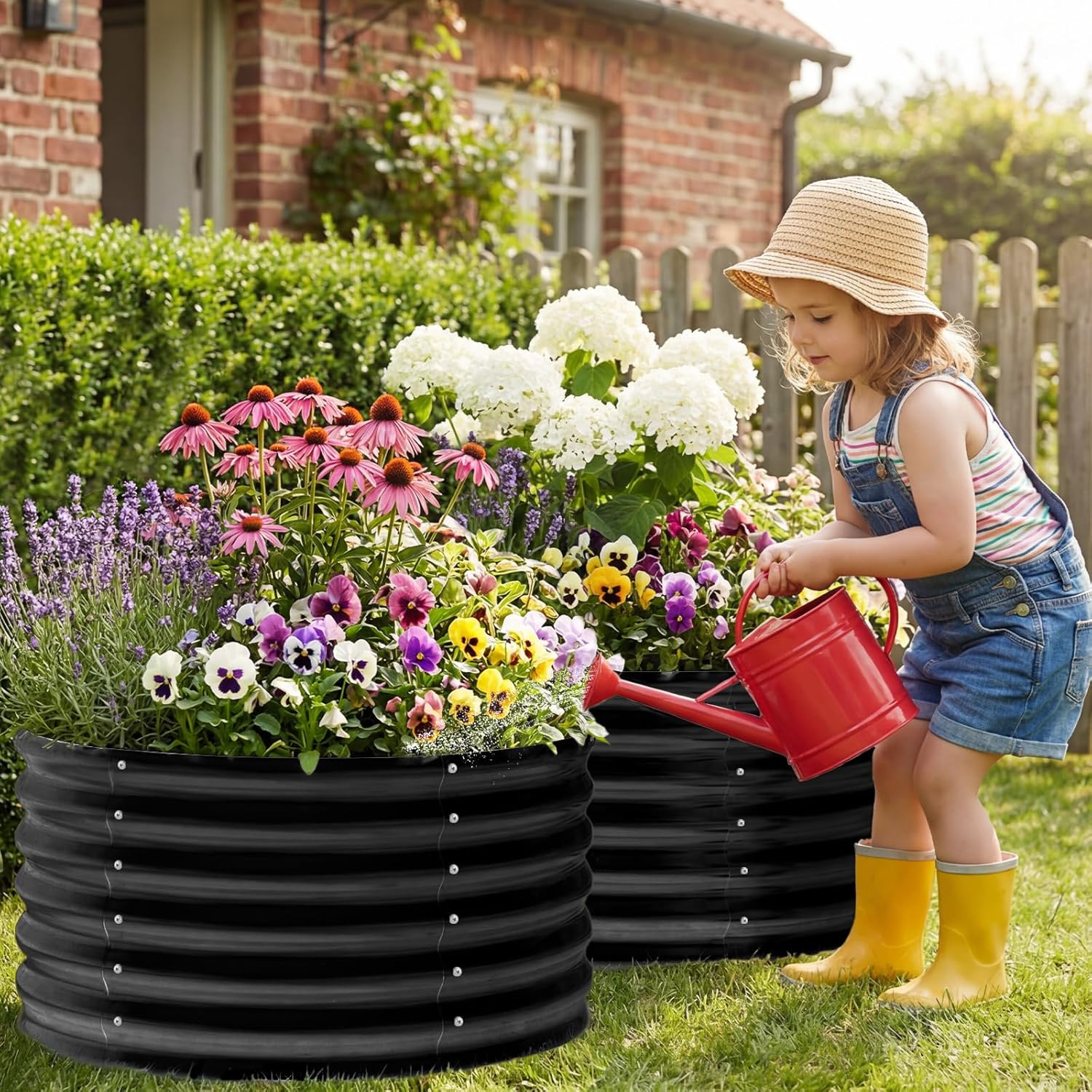 2 Pack 2x2x1.5ft Round Galvani - Planter Raised Metal review and price