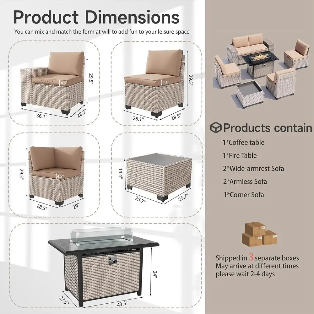 7-Piece Outdoor Patio Furnitur - Outdoor Furniture Fire Table review and price