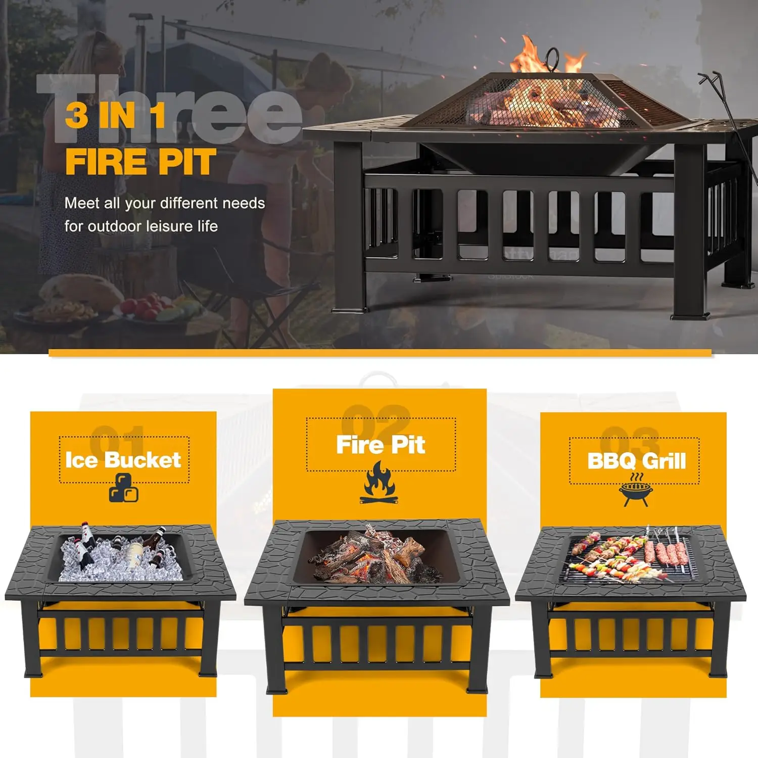Outdoor Fire Pit, 32 Inch Fire - Outdoor Furniture Fire Table review and price