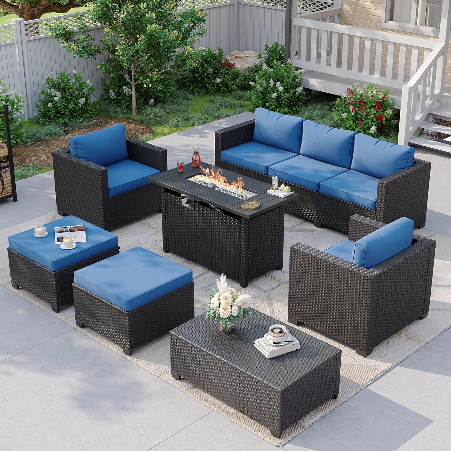Navy Blue Outdoor Sectional So - Outdoor Furniture Fire Table review and price