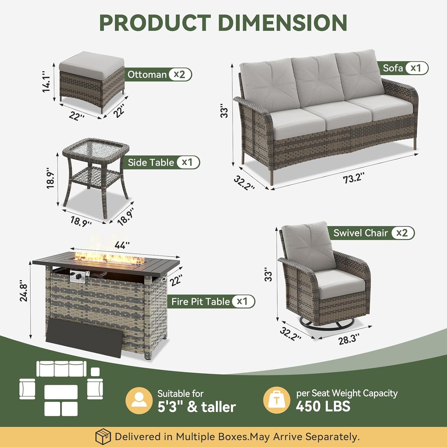 7-Piece Wicker Patio Set with  - Outdoor Furniture Fire Table review and price