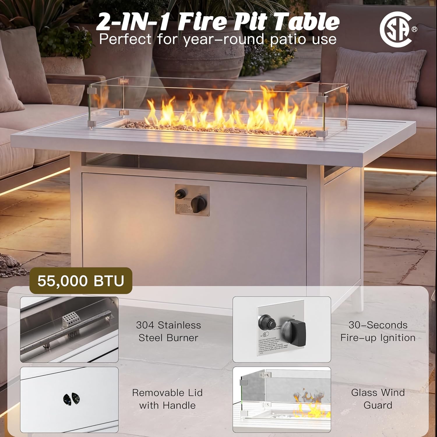 7-Piece Outdoor Aluminum Patio - Outdoor Furniture Fire Table review and price