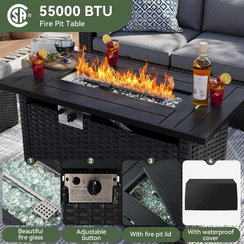 Aoxun 8 Piece Patio Furniture  - Outdoor Furniture Fire Table review and price