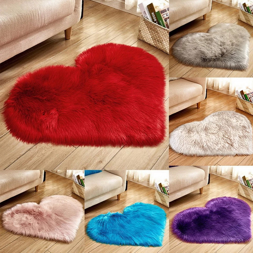 Furry Solid Color Heart Rug Be - Outdoor Furniture For Cafe review and price